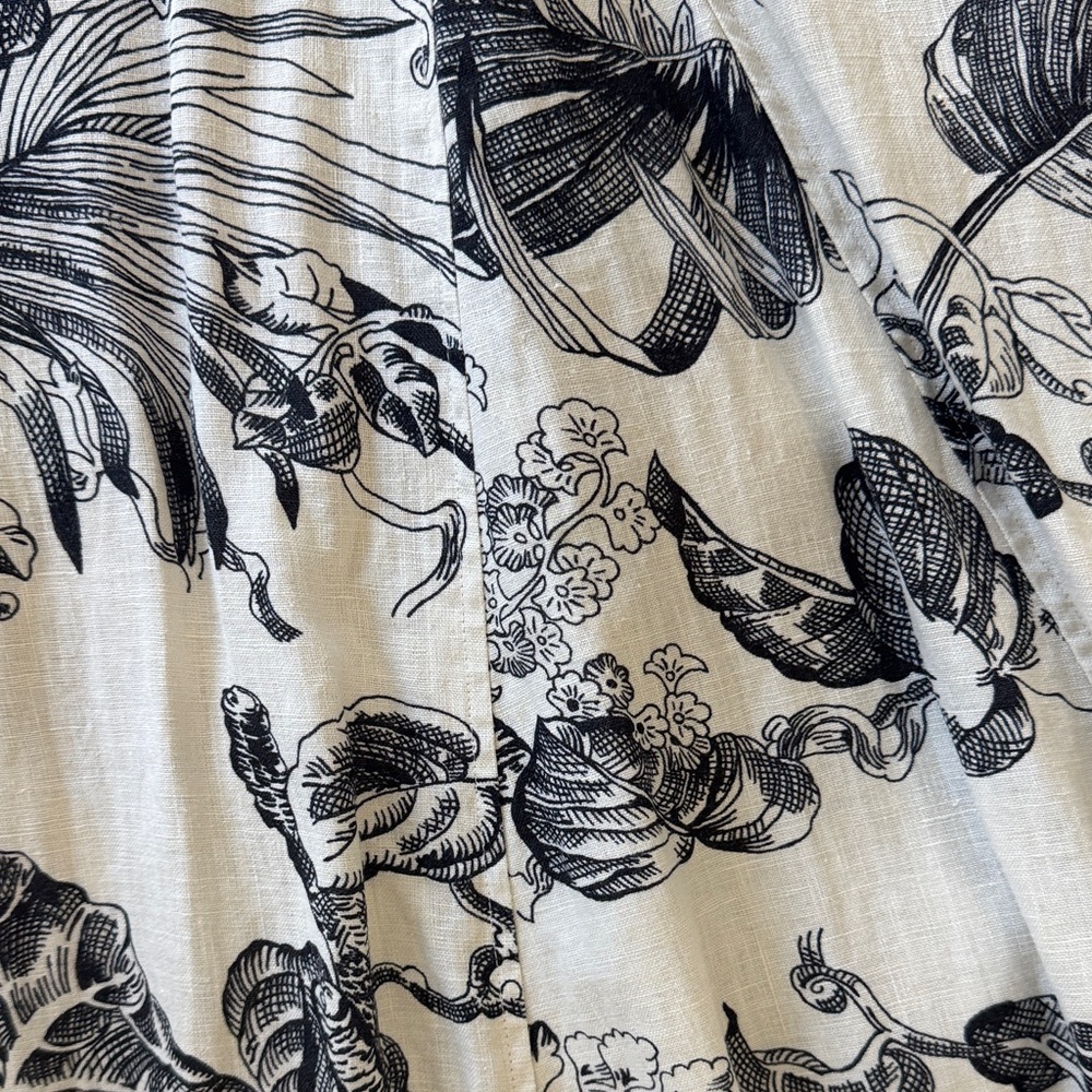 COS Black & White Botanical Print Linen Tank Dress